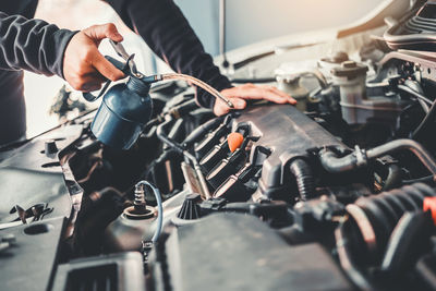 Man working on motorcycle