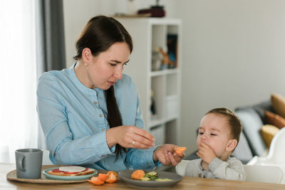 Mother and daughter at home