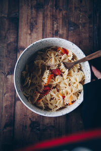 High angle view of food in bowl