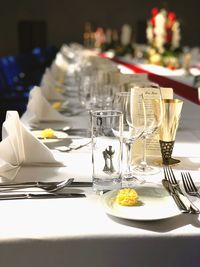 View of dining table in restaurant