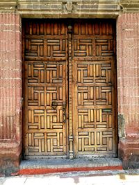 Closed door of building