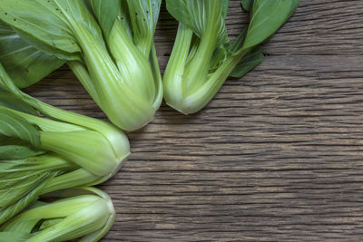 High angle view of vegetables on table