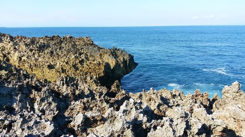 Scenic view of sea against clear sky