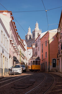 The iconic and famous vintage tram number 28 in alfama, lisbon, portugal