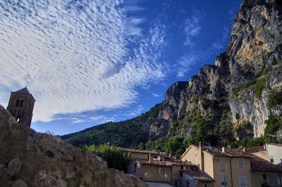 Low angle view of mountains against sky