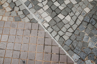 High angle view of cobblestone street