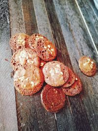 High angle view of bread on table