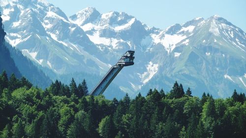 Scenic view of snow covered mountains against sky