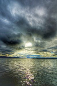 Scenic view of dramatic sky over sea