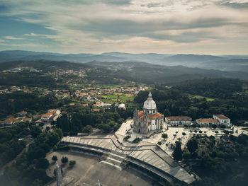 High angle view of townscape against sky