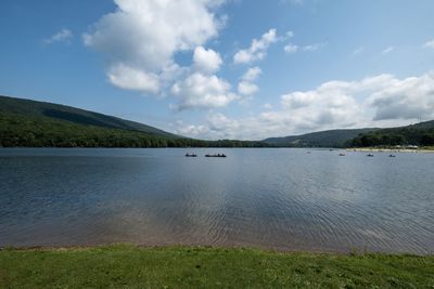 Scenic view of lake against sky