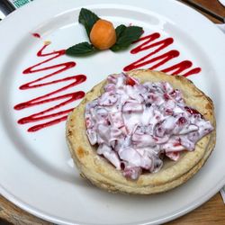 High angle view of food in plate