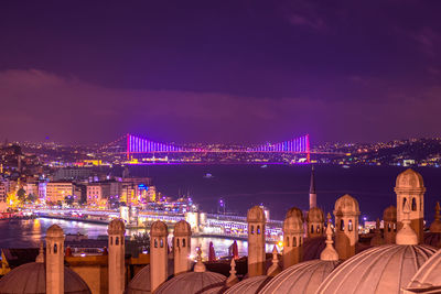 Illuminated city at night