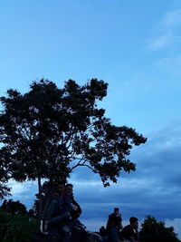 Low angle view of tree against blue sky