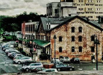 Cars parked in front of building