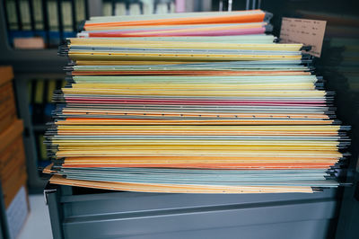 Stack of books on table