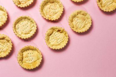 High angle view of cookies on table