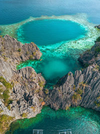 High angle view of sea against sky