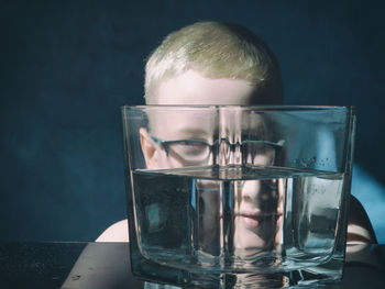 Close-up of drinking glass on table