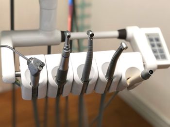 Close-up of dental equipment in clinic