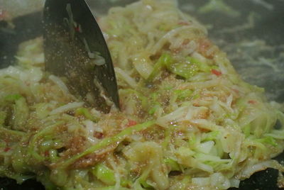 Close-up of served food in plate