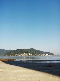 Scenic view of sea against clear sky