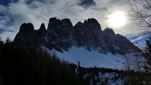 Scenic view of mountains against cloudy sky