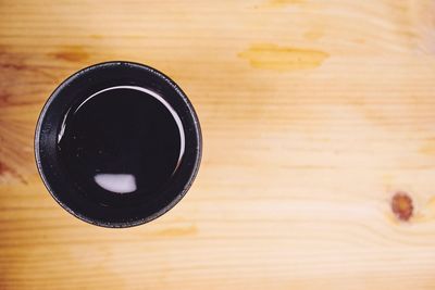 High angle view of drink on table