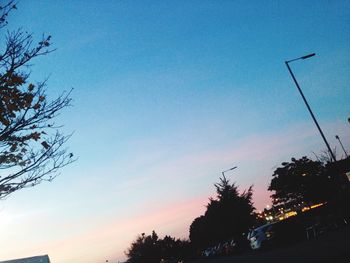 Low angle view of silhouette trees against sky at dusk