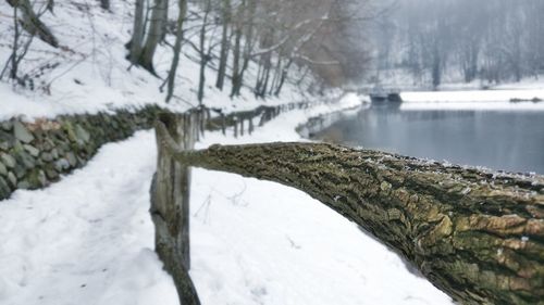 Close-up of frozen river during winter