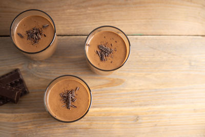 High angle view of drink on table