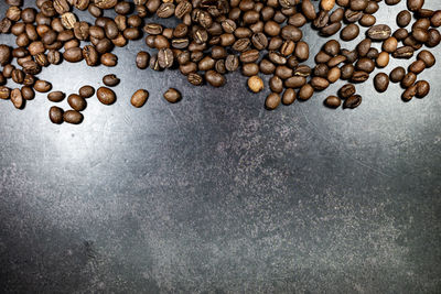 High angle view of coffee beans