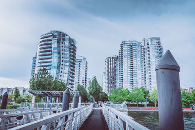 Modern buildings against sky in city