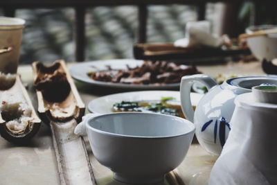 Close-up of tea served on table