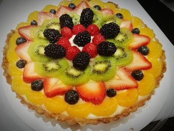 Close-up of cake served on plate