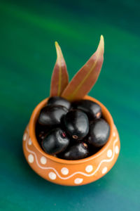 High angle view of black coffee in bowl