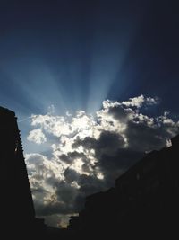 Low angle view of silhouette buildings against sky during sunset