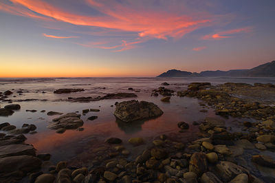Scenic view of sea at sunset