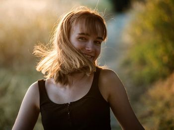 Portrait of teenage girl with blond hair