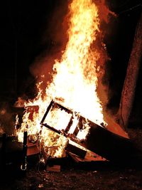 Close-up of bonfire at night