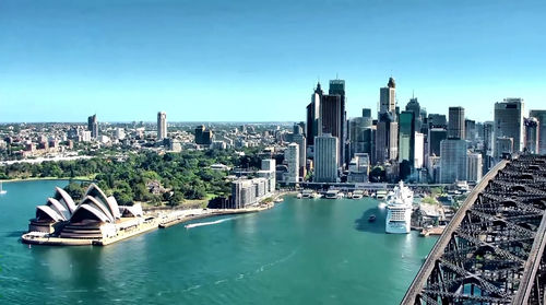 Aerial view of city buildings