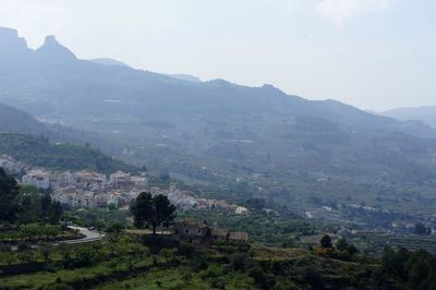 Scenic view of mountains against sky