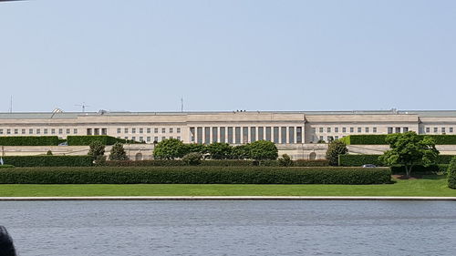 View of buildings against clear sky