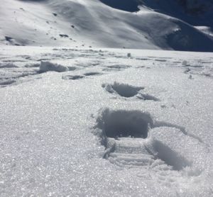 Close-up of frozen landscape