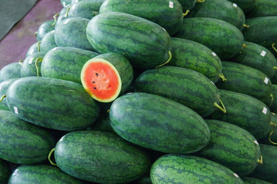 High angle view of fresh fruits for sale in market