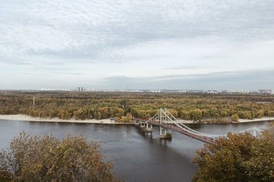 High angle view of bridge over river against sky