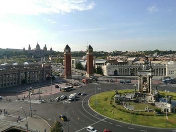 High angle view of city street