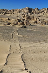 0528 nw-se alignment of yardang landforms carved by wind erosion. qaidam basin desert-qinghai-china.