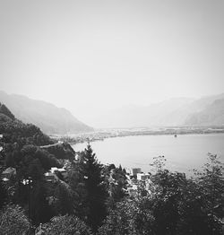 Scenic view of lake against clear sky