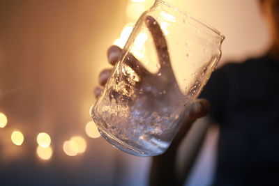 Close-up of beer glass